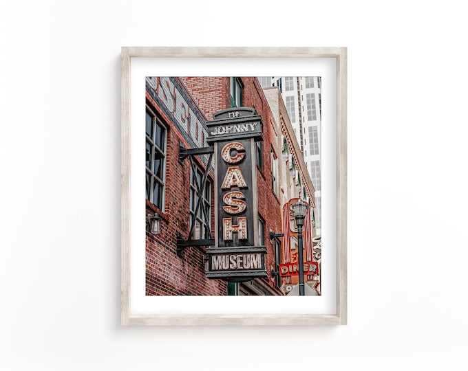 Nashville Wall Art Print or Canvas. Johnny Cash Museum Sign Photography Print. Retro Sign Wall Art for Country Music Wall Art.