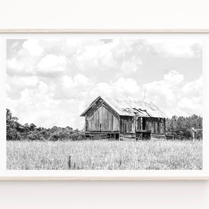 Barn Landscape Art Print or Canvas for Modern Farmhouse Decor. Rustic Modern Country Landscape Print of Weathered Barn for Neutral Wall Art.