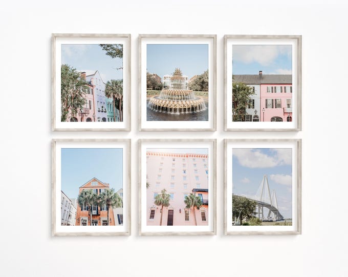 Charleston Wall Art Print or Canvas Set. Colorful, Light & Airy Charleston Photography for Gallery Wall. Sepia, Black and White available.