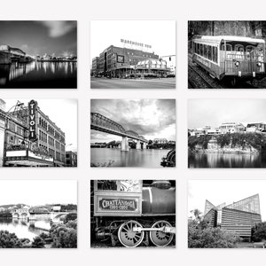 Chattanooga Wall Art Print or Canvas Set of 9. Chattanooga Photography Wall Art Decor. Black & White Art for Gallery Wall Discounted Set. image 4