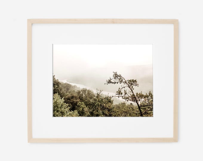 Signal Point from Signal Mountain in the Fog with the Tennessee River Gorge Wall Art Print or Canvas. Signal Mountain Photography Art Print.