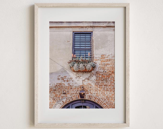 Charleston Window Wall Art Print or Canvas. Charleston Door Photography Print. Beige and Blue Art for Rustic Modern or Industrial Decor.