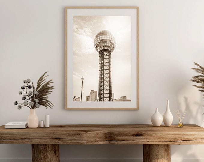 Knoxville Wall Art Print or Canvas. Knoxville Photography Wall Decor Art. World's Fair Park Sunsphere Sign Large Canvas or Print Wall Art.