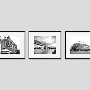 Chattanooga Wall Art Print or Canvas Set. Chattanooga Photography Pictures Black & White Wall Art. Walnut St. Bridge, Tivoli, Warehouse Row