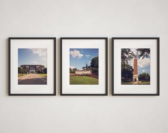 Tuscaloosa Alabama Wall Art Prints or Canvas Set of 3 Alabama Photography Prints. UA Crimson Tide Prints for Gallery Wall Art.