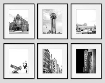 Knoxville Wall Art Print or Canvas Set of 6. Knoxville Photography Wall Art Decor. Black & White Art for Gallery Wall Discounted Set.