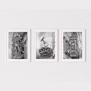 Iconic Nashville Signs Wall Art Prints or Canvas Set of 3. Painterly Nashville Photography Signs from The Stage, Luke&#39;s & Johnny Cash Museum