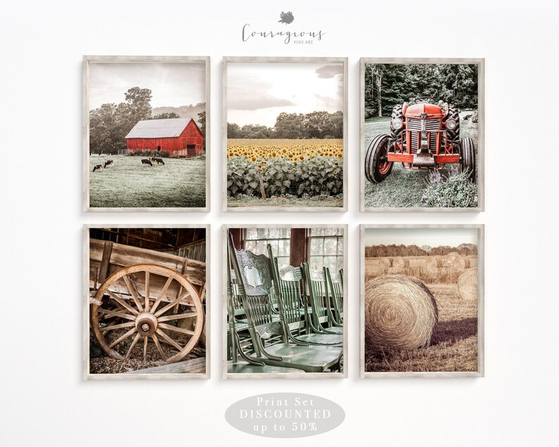 Rustic Farmhouse Wall Art Decor, Set of 6 Print Set, Country Barn ...