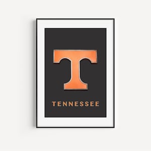 Tennessee Art Print. Tennessee Wall Art Print. Tennessee T Sign Wall Art Print or Canvas. UT Grad Gift. Gift for Him. Man Cave Wall Art.