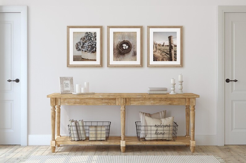 Beige Country Wall Art Decor, Set of 3, Blue Gray Farm Photography Prints, Rustic Home Decor, Canvas, Wood and Metal Prints Available image 1
