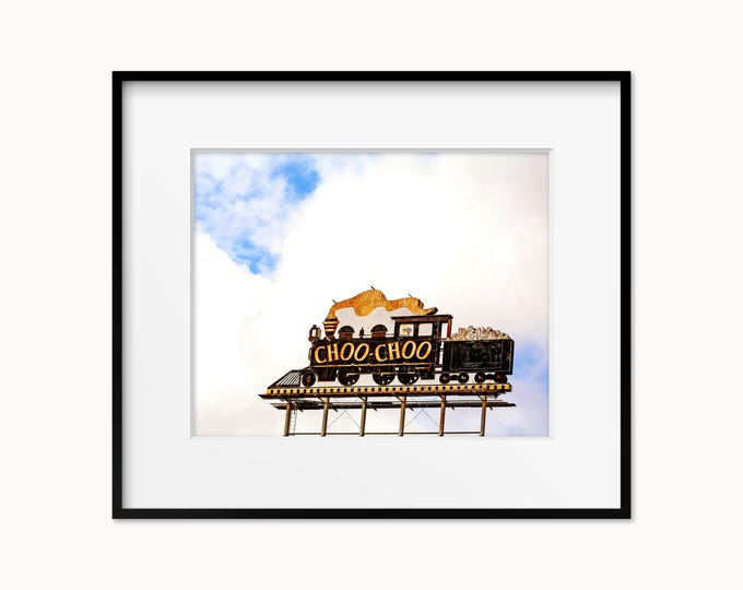 Chattanooga Choo Choo Wall Art Print or Canvas. Colorful Train Sign Photography Print for Nursery or Office. Neutral Train Art Print Option.