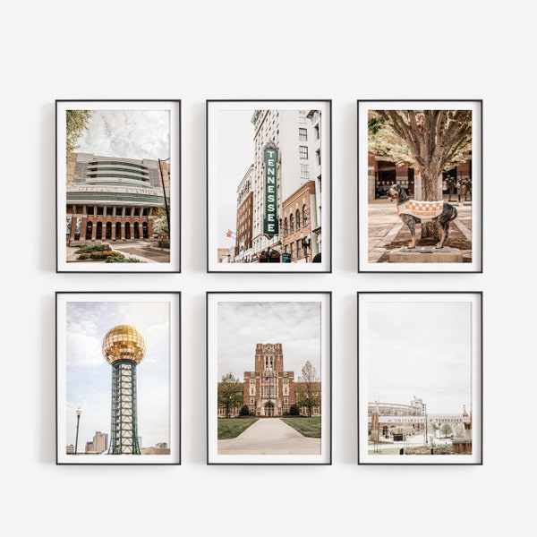 UT Knoxville Art Prints. Knoxville, TN Photography Wall Art Decor. University of Tennessee Vols Art for Gallery Wall Set of 6. Gift for Grad