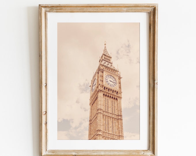 London Wall Art Decor Print or Canvas. Big Ben Clock Tower Art Print.  Palace of Westminster in London England Travel Wall Art. Gift for Her