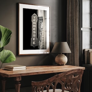 Tennessee Sign Wall Art Decor. Black & White Tennessee Theatre Marquee Sign Photography Print. Knoxville, TN Wall Decor for Office or Dorm.