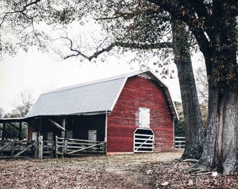 Red Barn Photography Print, Barn Picture, Farmhouse Canvas Decor, Fixer Upper Style, Rustic Barn Art, Framed Barn Print, Red Barn Canvas