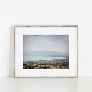 Rustic Sea of Galilee Wall Art Decor Print or Canvas. Antique Style Rustic Israel Home Decor Wall Art. Church Holy Land Art for Her or Him. image 1