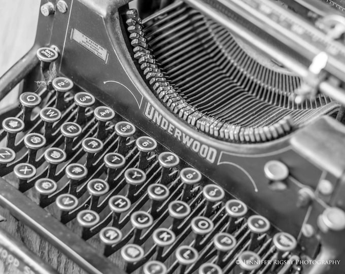 Typewriter Photography - Black & White, Vintage, Wall Art, Office Decor, Large, Prints and CANVAS 36x24, 30x20, 20x16