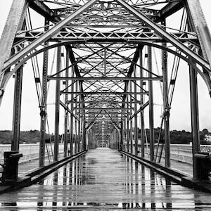 Bridge Wall Art, Walnut St Bridge, Chattanooga Photography, Black & White Geometric Art, Framed Chattanooga Print, Large Canvas Art