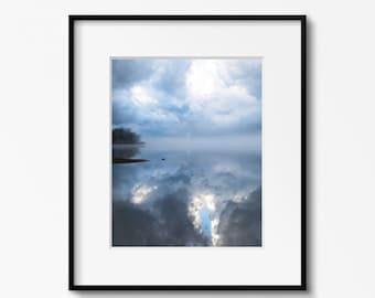 Lake Photography Print, Lake Landscape, Black & White Art, Clouds, Tennessee, Framed Lake Print, Large Lake Canvas Art, Water Art