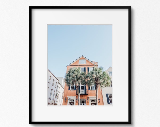 Charleston Photography Print, Charleston Homes, Downtown Charleston, Palm Tree, Charleston Architecture, Large Canvas Art, Custom Framing