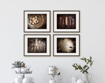 Farmhouse Kitchen Wall Art Prints or Canvas. Rustic Country Kitchen & Dining Wall Art Decor Print Set. Primitive, Brown Kitchen Print Set
