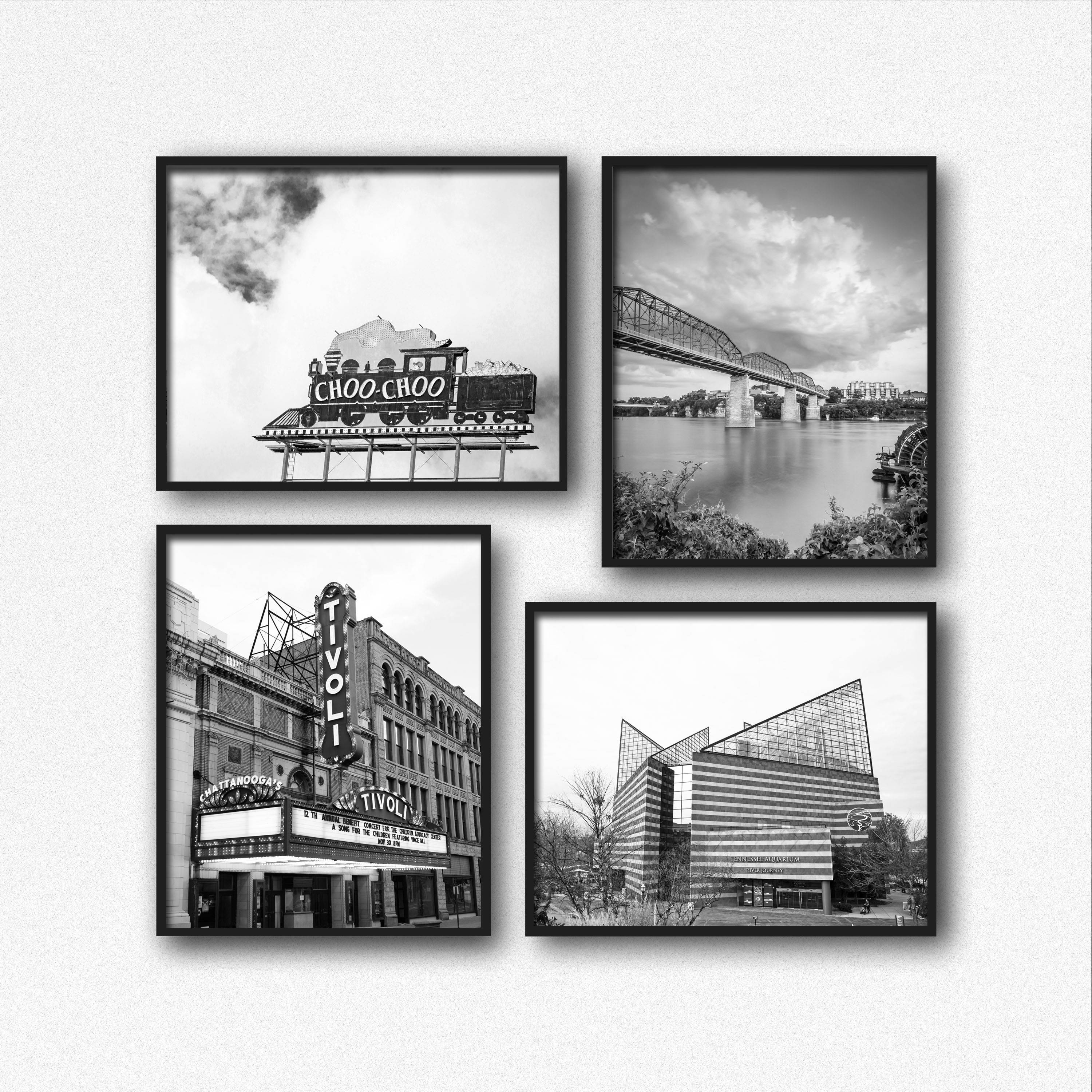 Chattanooga Photography Print Set, Chattanooga Wall Art, Black & White