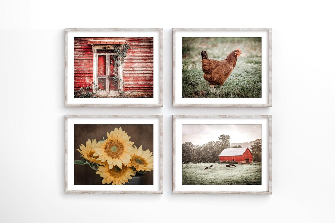 Rustic Farmhouse Wall Art Decor Photography Prints. Red Country Barn ...