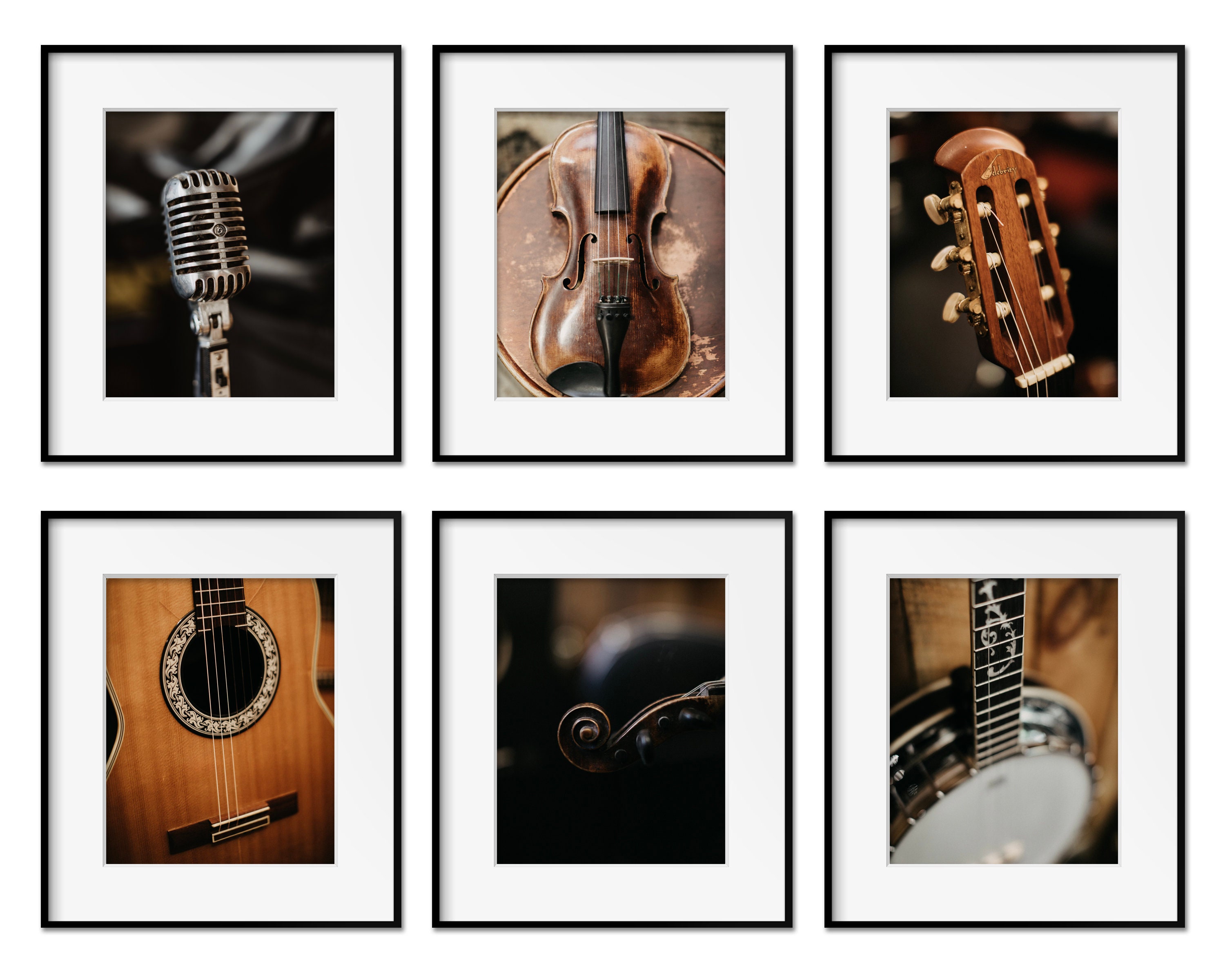 Music Wall Art Prints or Canvas Set. Vintage Musical Instruments
