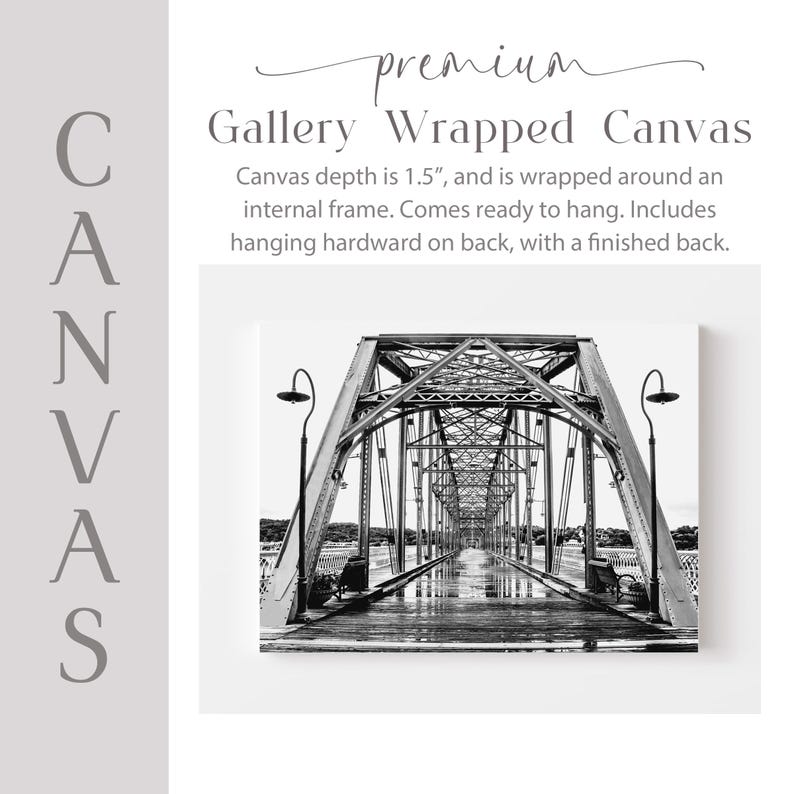 The image is a black and white photograph of a bridge with a textured surface, featuring a series of arches and trusses.