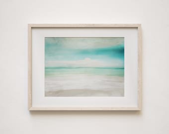 Abstract Beach Wall Art Print. Turquoise Ocean Waves with Beach Sand. Beach Art Print for Coastal Cottage Decor. Original Photography Print.