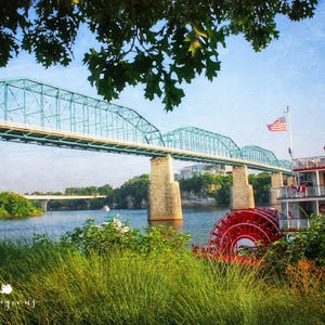 Chattanooga Photography Print, Walnut St Bridge, Delta Queen, Tennessee Wall Art, Framed Chattanooga Print, Large Chattanooga Canvas Print