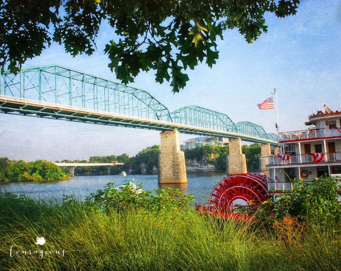 Chattanooga Photography Print, Walnut St Bridge, Delta Queen, Tennessee Wall Art, Framed Chattanooga Print, Large Chattanooga Canvas Print