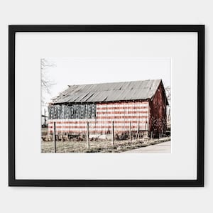 Rustic Patriotic American Flag Barn Wall Art Photography Print or Canvas. Farmhouse American Flag Art Print. Americana. Metal or Wood Print.