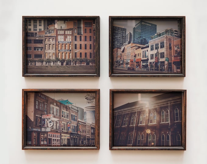 Nashville Art Prints. Nashville Tennessee Photography Wall Art. Retro Film Style Nashville Art Prints Set of 4. Ryman Auditorium, Broadway.