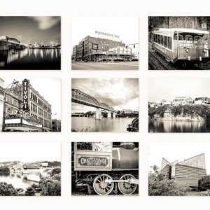 Chattanooga Wall Art Print or Canvas Set of 9. Chattanooga Photography Wall Art Decor. Black & White Art for Gallery Wall Discounted Set. image 3