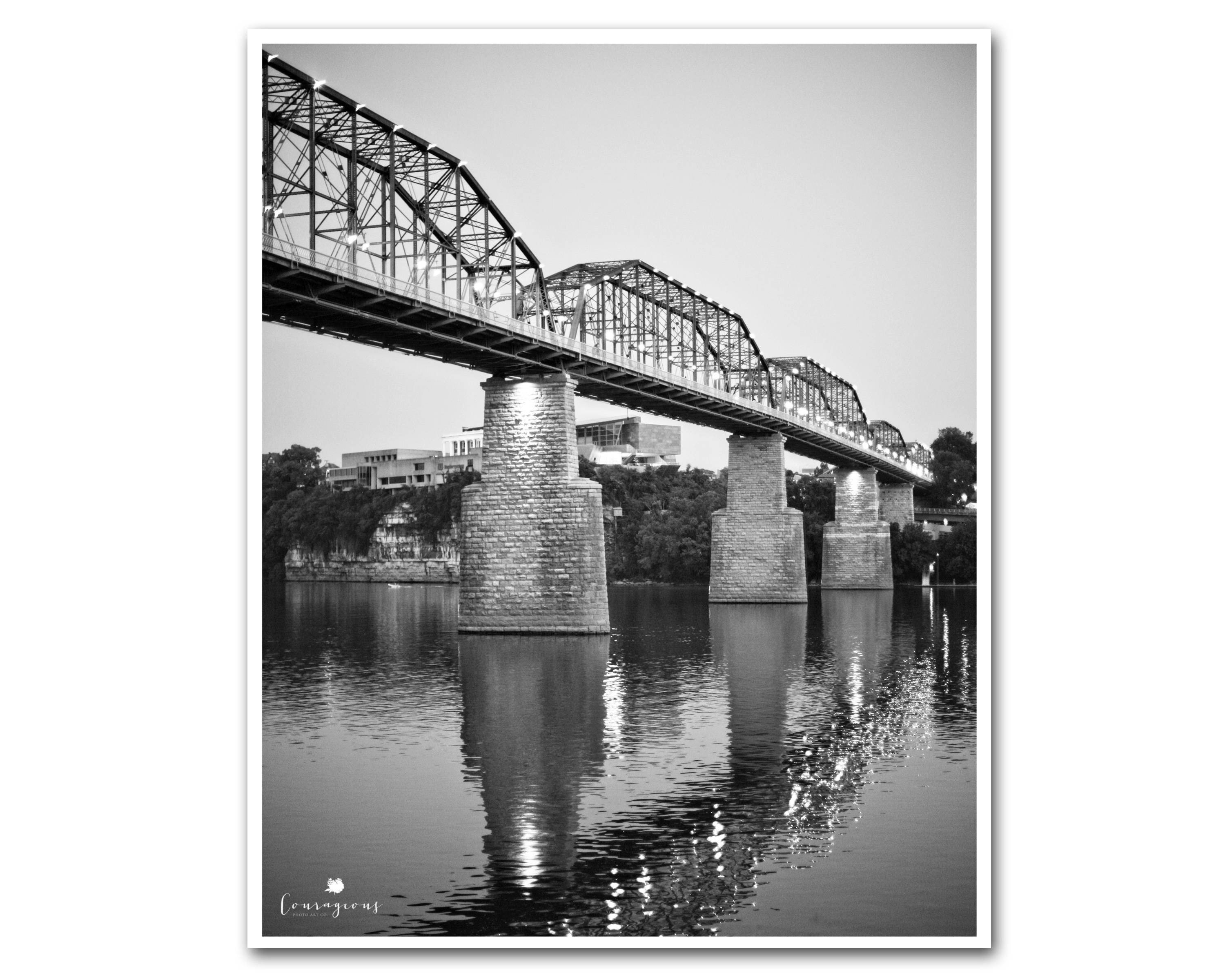 Chattanooga Photography Print, Walnut Street Bridge, Black & White