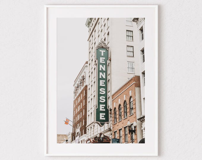 Tennessee Sign Print. Knoxville, Tennessee Photography Wall Art Decor. Tennessee Theatre Marquee Sign Wall Art Print or Canvas. UT Gift.