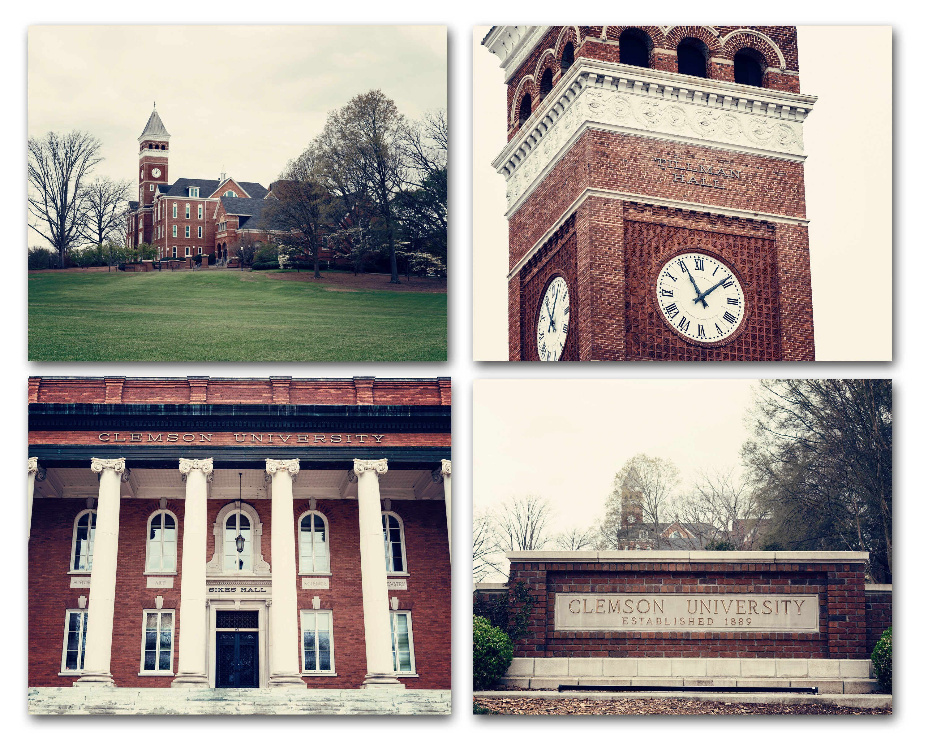 Clemson University Print Set, Clemson Tigers, Framed Clemson Prints