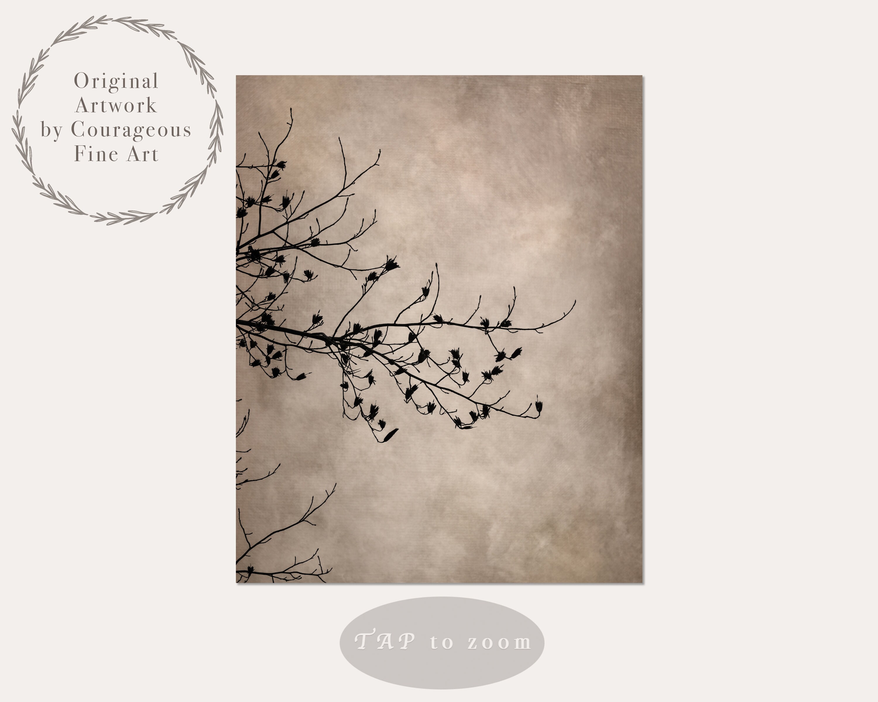 Rustic Wall Art Print or Canvas with Neutral Tones and Vintage Textures