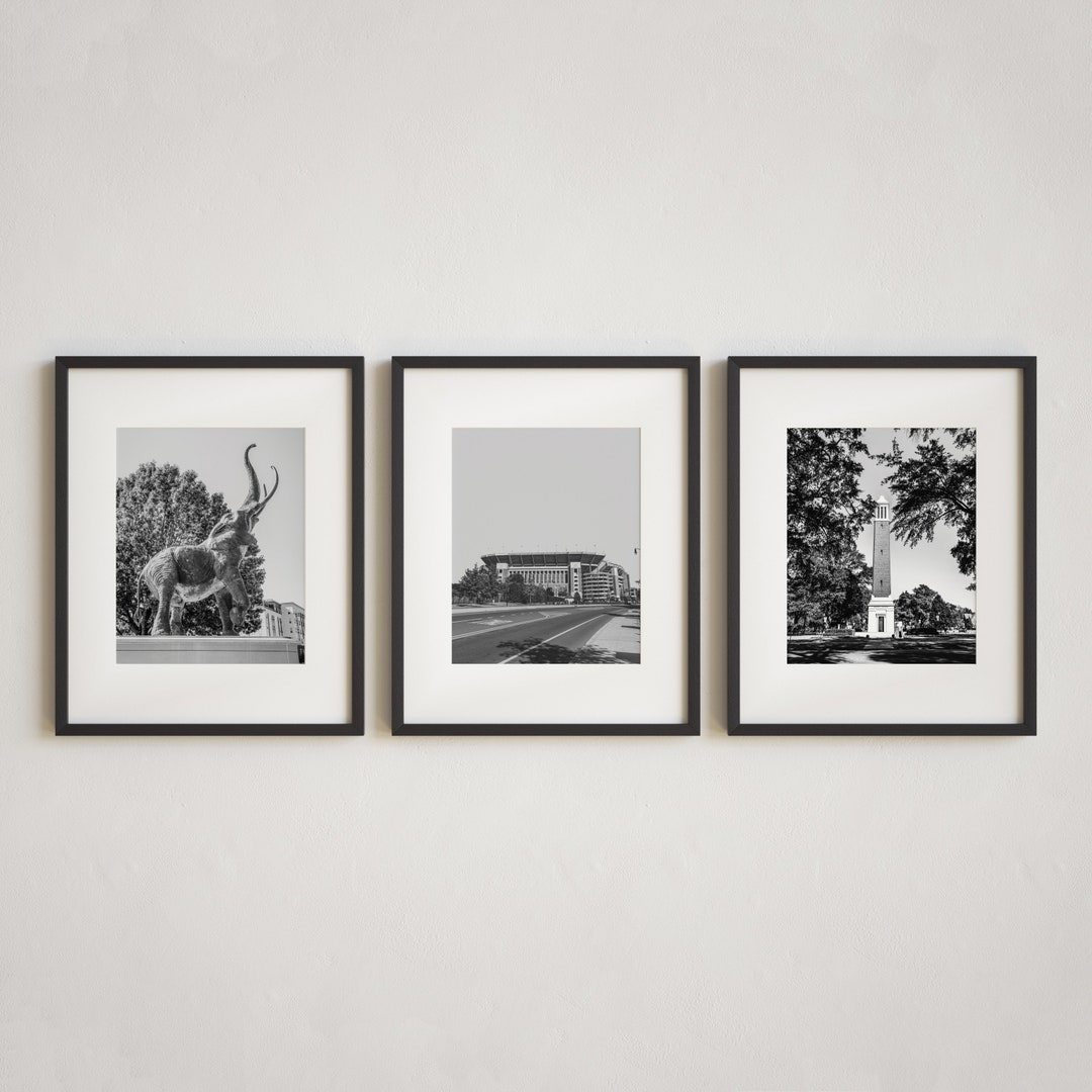 University of Alabama Wall Art Prints or Canvas Set of 3. Tuscaloosa