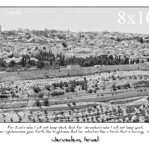For Zion's Sake - Scripture Art Print, Jerusalem, Israel, Prophetic Art, Israel Photography, Black and White, Inspiration