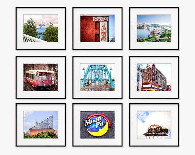 Colorful Chattanooga Art Print or Canvas Set. Chattanooga Photography Wall Art Decor. Black & White Art for Gallery Wall Discounted Set.