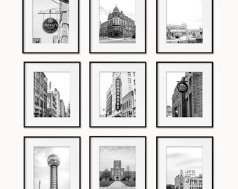 Knoxville Art Print Set of 9. Knoxville Tennessee Black & White Photography Wall Art Decor. Art for Gallery Wall, Discounted Set.