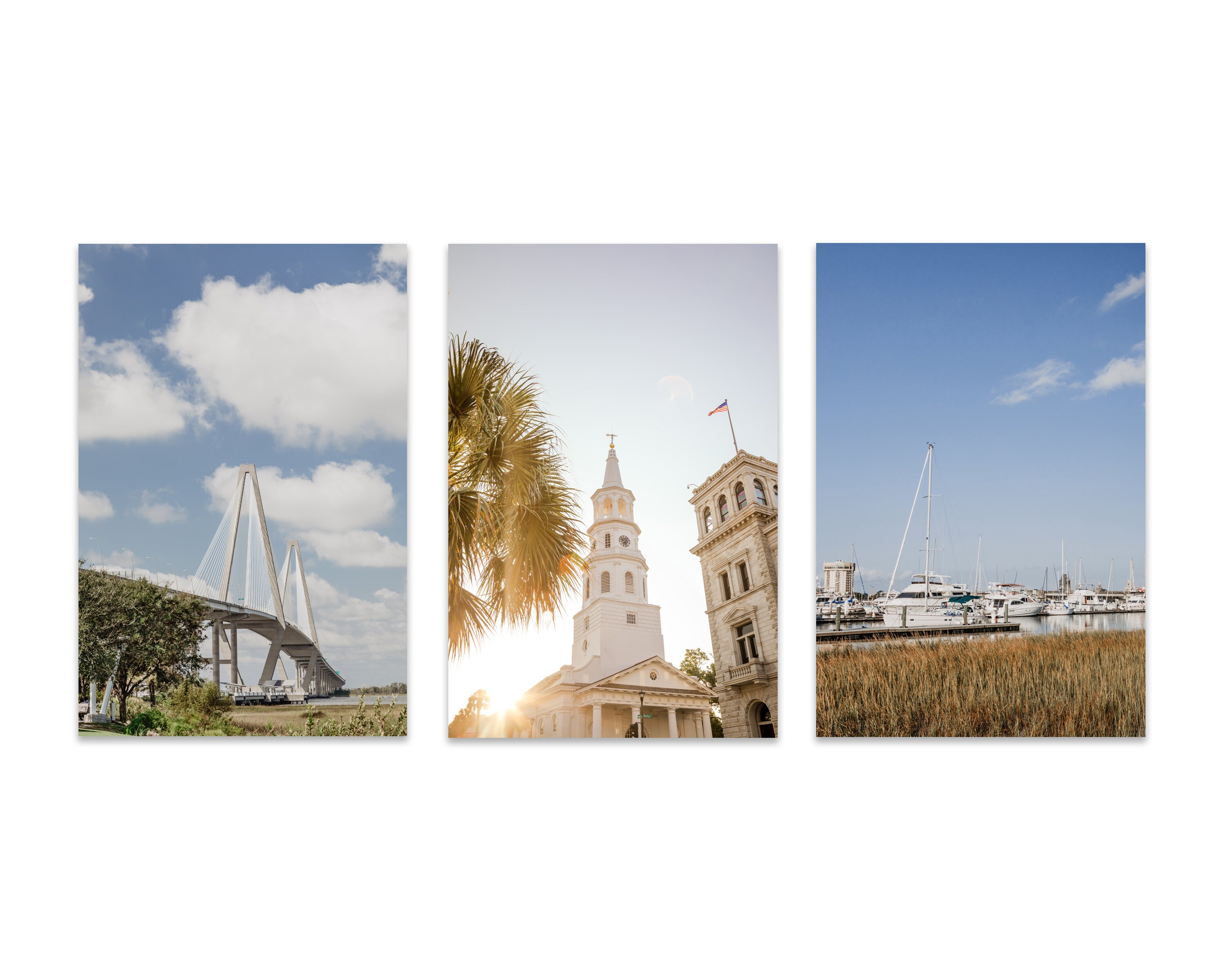 Charleston Photography Print Set Ravenel Bridge St Michael S