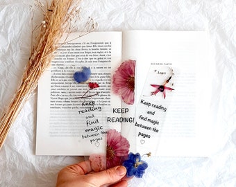 Keep reading bookmark, pressed Flowers bookmark, book accessories, floral bookmark, gift for gardeners, dried wildflowers, Christmas gifts