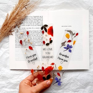 Best Grandad dad bookmark, pressed flower bookmark, Christmas gift, stocking fillers, Love you dad, marque page fleurs séchées, gift for him image 1