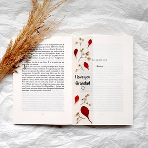 Best Grandad dad bookmark, pressed flower bookmark, Christmas gift, stocking fillers, Love you dad, marque page fleurs séchées, gift for him image 6