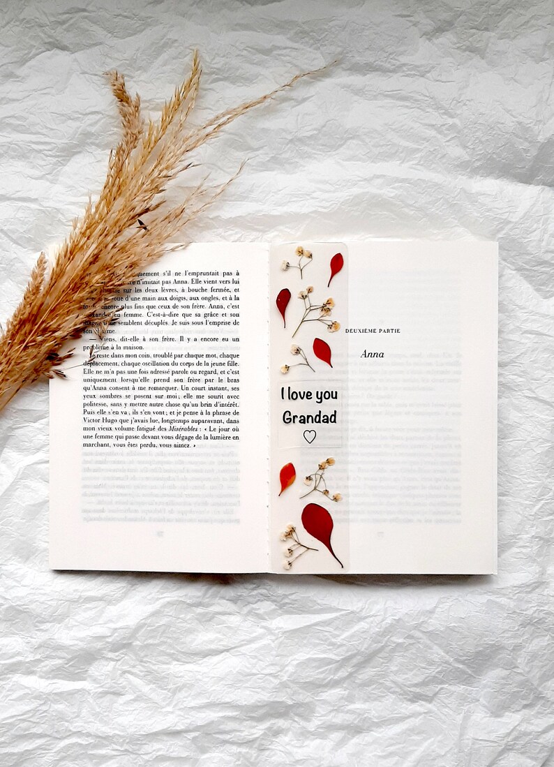 Best Grandad dad bookmark, pressed flower bookmark, Christmas gift, stocking fillers, Love you dad, marque page fleurs séchées, gift for him image 6