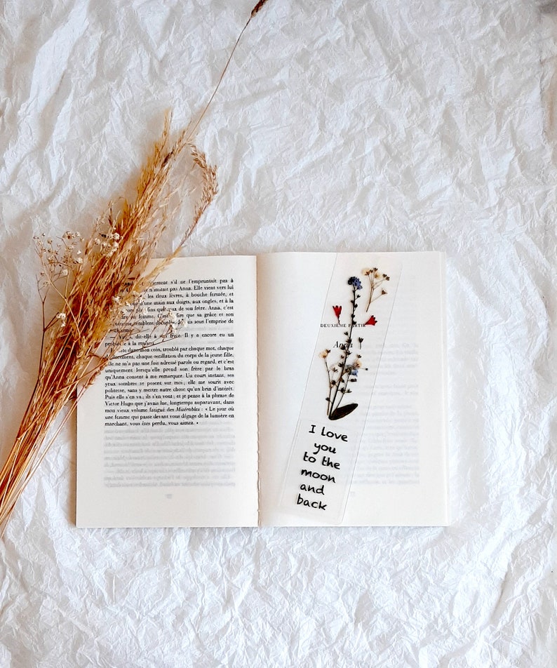 I love you to the moon and back, Floral Bookmark, Christmas gift, Secret Santa gift, Pressed Flower Bookmark, Christmas stocking fillers image 7