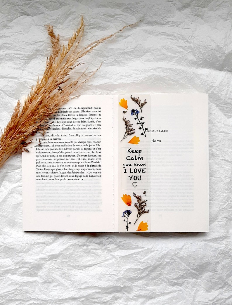 Love you forever book mark, Keep calm you know I love you bookmark, Pressed Flower art, I love you gifts, I love you more, Christmas fillers image 4